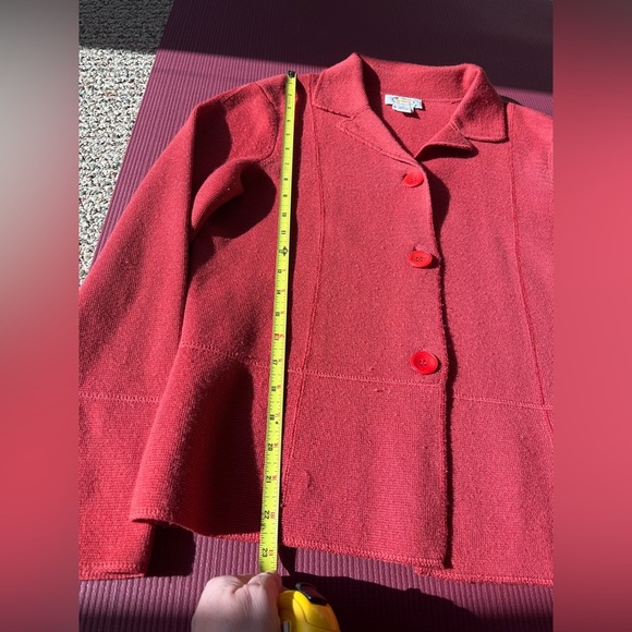Talbots 100% Marino Wool Cardigan Size Medium Button Down Red Preppy Classic - Picture 8 of 8